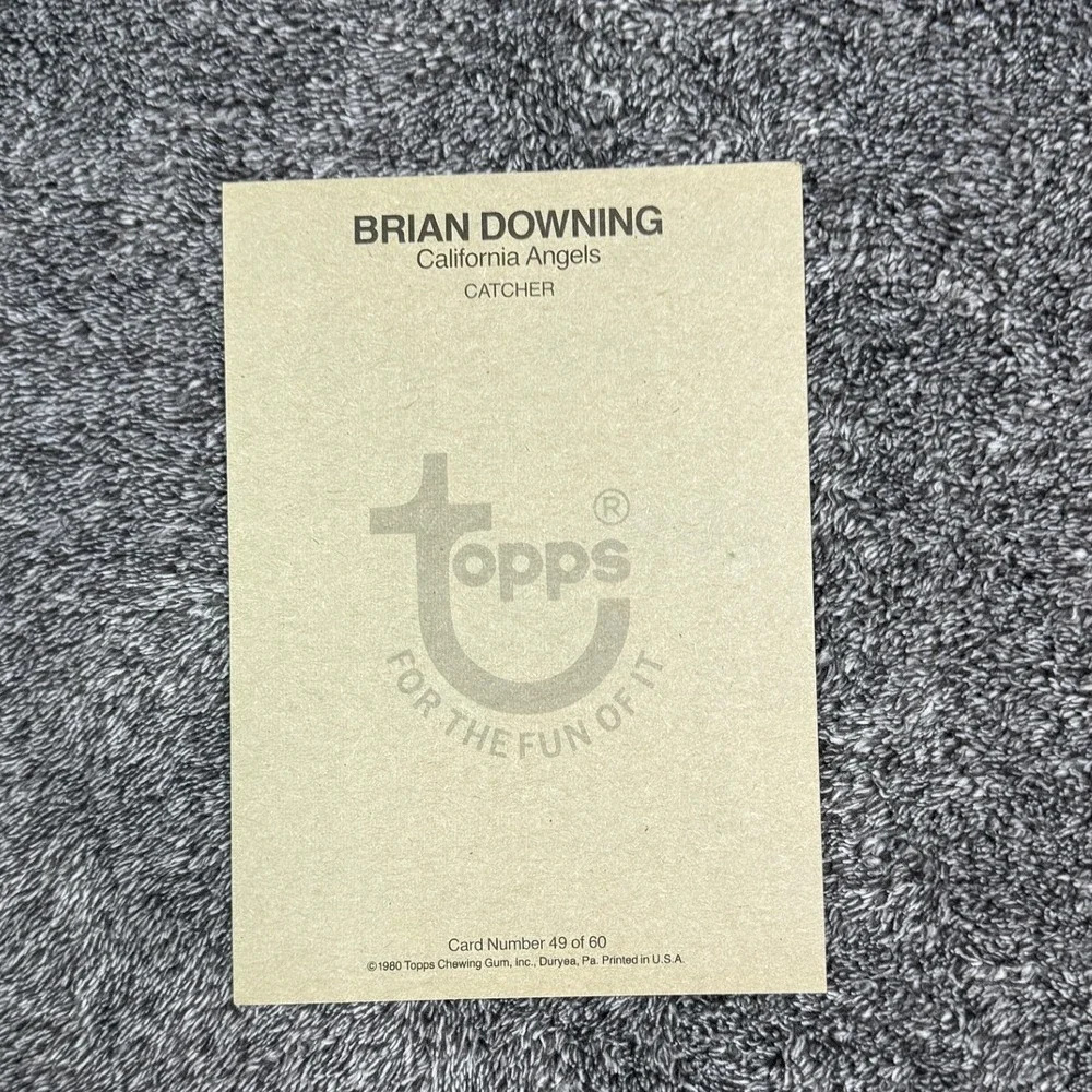 1980 Topps Brian Downing California Angels Catcher Card 49 of 60 5x7 Vintage